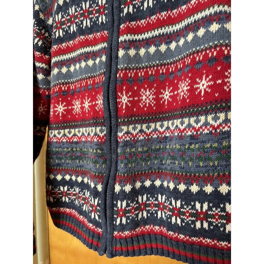 2002 Y2K Vintage Tiara International SZ M Blue Nordic Fair Isle Knit Sweater - Picture 6 of 6